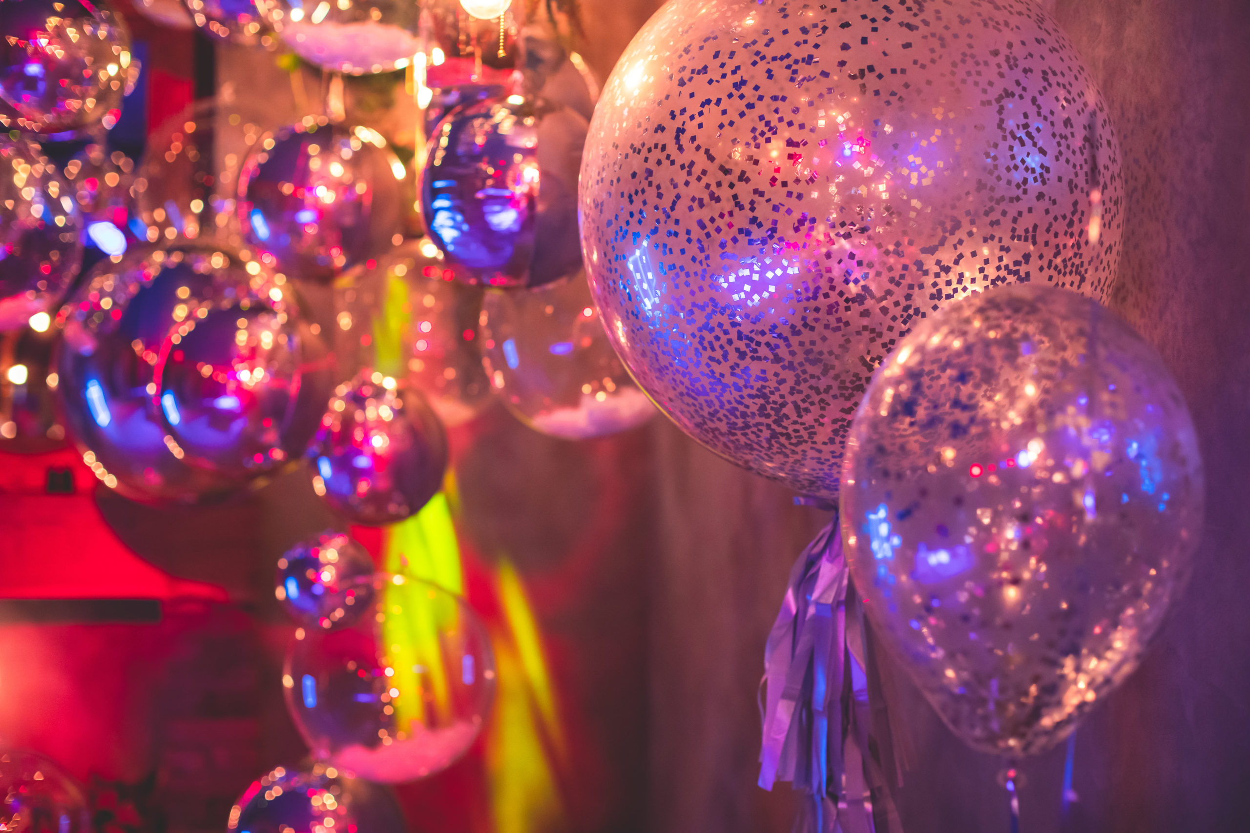 5 Amazing NYC Event Venues - Multicoloured Aluminum Balloon Decorations in Interior of Restaurant or Venue